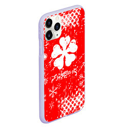 Чехол iPhone 11 Pro матовый Чёрный клевер Снежинки, цвет: 3D-светло-сиреневый — фото 2