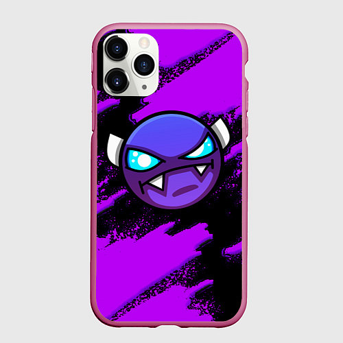 Чехол iPhone 11 Pro матовый Geometry Dash game - Геометри Дэш / 3D-Малиновый – фото 1