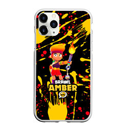 Чехол iPhone 11 Pro матовый BRAWL STARS AMBER С ФАКЕЛОМ, цвет: 3D-белый