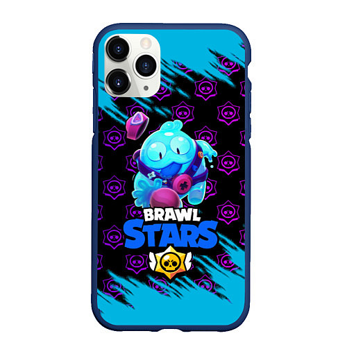 Чехол iPhone 11 Pro матовый BRAWL STARS SQUEAK сквик бегущий / 3D-Тёмно-синий – фото 1