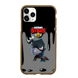 Чехол iPhone 11 Pro матовый BRAWL STARS MECHA CROW подтеки красок