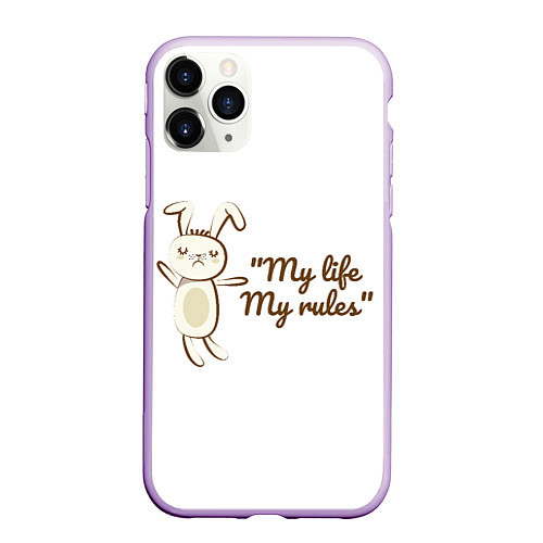 Чехол iPhone 11 Pro матовый My life My rules / 3D-Сиреневый – фото 1