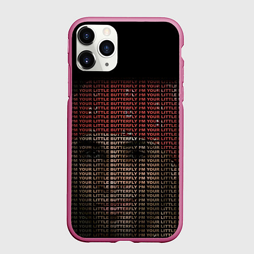Чехол iPhone 11 Pro матовый IM YOUR LITTLE BUTTERFLY grey / 3D-Малиновый – фото 1