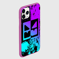Чехол iPhone 11 Pro матовый GEOMETRY DASH NEON LEVELS SMILE, цвет: 3D-фиолетовый — фото 2