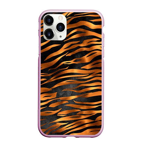 Чехол iPhone 11 Pro матовый В шкуре тигра / 3D-Розовый – фото 1