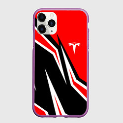 Чехол iPhone 11 Pro матовый TESLA MOTORS RED LINE ТЕСЛА