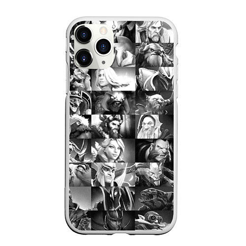Чехол iPhone 11 Pro матовый DOTA 2 ГЕРОИ ЧЁРНО БЕЛЫЙ ДОТА 2 / 3D-Белый – фото 1