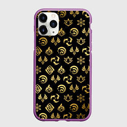Чехол iPhone 11 Pro матовый GOLDEN GENSHIN IMPACT PATTERN ЗОЛОТО ГЕНШИН ИМПАКТ