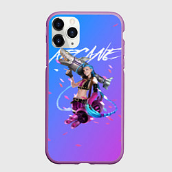 Чехол iPhone 11 Pro матовый Джинкс Аркейн пушка, цвет: 3D-фиолетовый