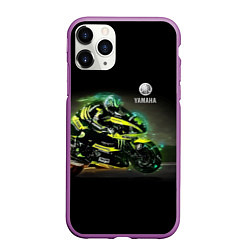 Чехол iPhone 11 Pro матовый YAMAHA - famous racing team!, цвет: 3D-фиолетовый