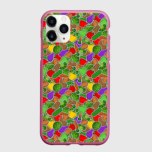Чехол iPhone 11 Pro матовый Овощи ЗОЖ / 3D-Малиновый – фото 1