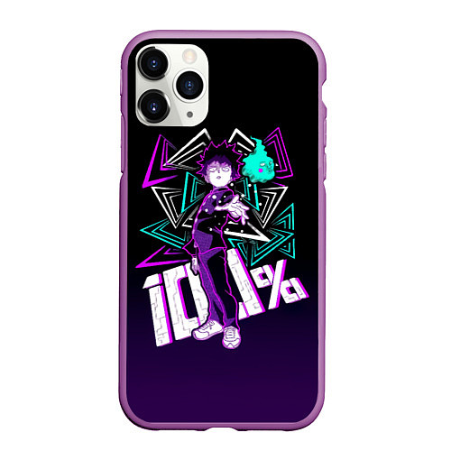 Чехол iPhone 11 Pro матовый Шигео и Ямочки - Моб Психо 100 / 3D-Фиолетовый – фото 1