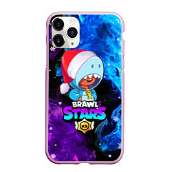 Чехол iPhone 11 Pro матовый LEON SHARK НОВОГОДНИЙ BRAWL STARS НЕОНОВЫЙ ОГОНЬ, цвет: 3D-розовый