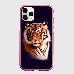 Чехол iPhone 11 Pro матовый Грозный Тигр Символ 2022 Года Tiger Beast, цвет: 3D-малиновый