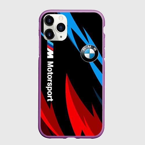 Чехол iPhone 11 Pro матовый BMW Логотип Узор / 3D-Фиолетовый – фото 1