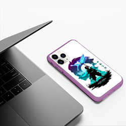 Чехол iPhone 11 Pro матовый Танджиро Камадо Клинок рассекающий демонов, цвет: 3D-фиолетовый — фото 2