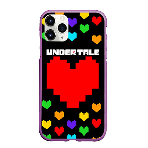 Чехол iPhone 11 Pro матовый UNDERTALE HEART COLOR HEROES / 3D-Фиолетовый – фото 1