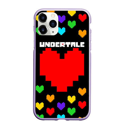 Чехол iPhone 11 Pro матовый UNDERTALE HEART COLOR HEROES / 3D-Светло-сиреневый – фото 1