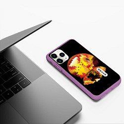 Чехол iPhone 11 Pro матовый Ренгоку Клинок рассекающий демонов, цвет: 3D-фиолетовый — фото 2