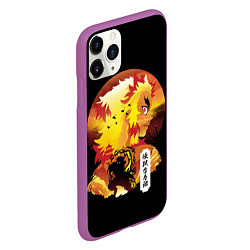 Чехол iPhone 11 Pro матовый Ренгоку Клинок рассекающий демонов, цвет: 3D-фиолетовый — фото 2