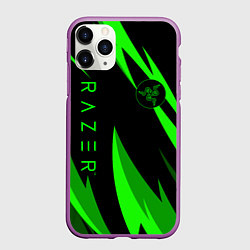 Чехол iPhone 11 Pro матовый RAZER GREEN, цвет: 3D-фиолетовый