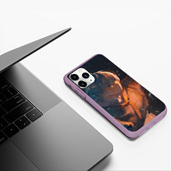 Чехол iPhone 11 Pro матовый Фуши art, цвет: 3D-сиреневый — фото 2