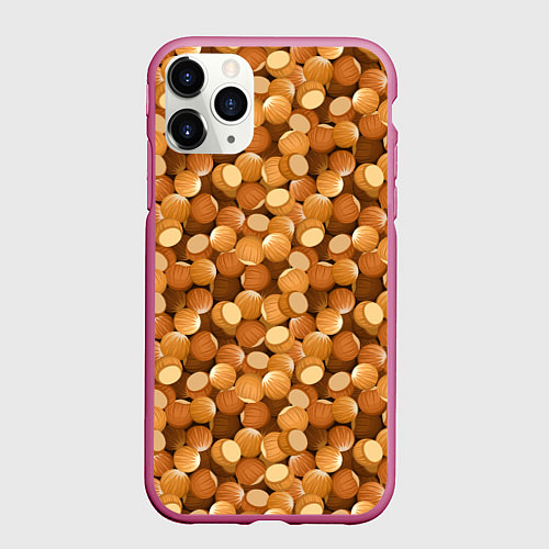 Чехол iPhone 11 Pro матовый Орехи Фундук / 3D-Малиновый – фото 1