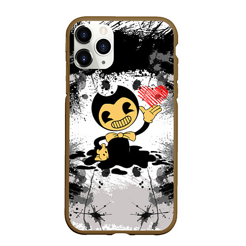 Чехол iPhone 11 Pro матовый BENDY LOVE БЕНДИ С СЕРДЦЕМ / 3D-Коричневый – фото 1