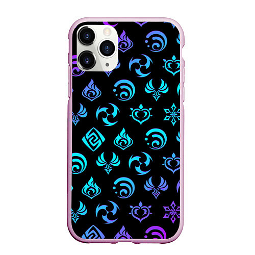 Чехол iPhone 11 Pro матовый NEON SYMBOL HERO GENSHIN IMPACT / 3D-Розовый – фото 1