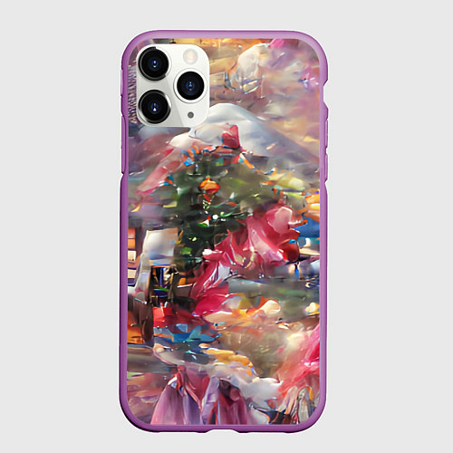 Чехол iPhone 11 Pro матовый Ностальгия Рождества / 3D-Фиолетовый – фото 1