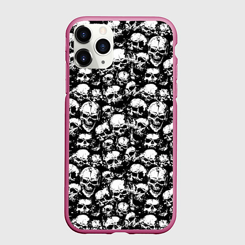Чехол iPhone 11 Pro матовый Screaming skulls / 3D-Малиновый – фото 1