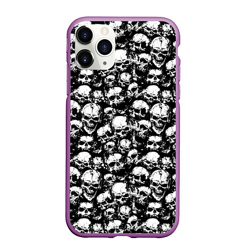 Чехол iPhone 11 Pro матовый Screaming skulls / 3D-Фиолетовый – фото 1