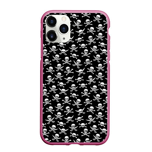 Чехол iPhone 11 Pro матовый Roger skull / 3D-Малиновый – фото 1