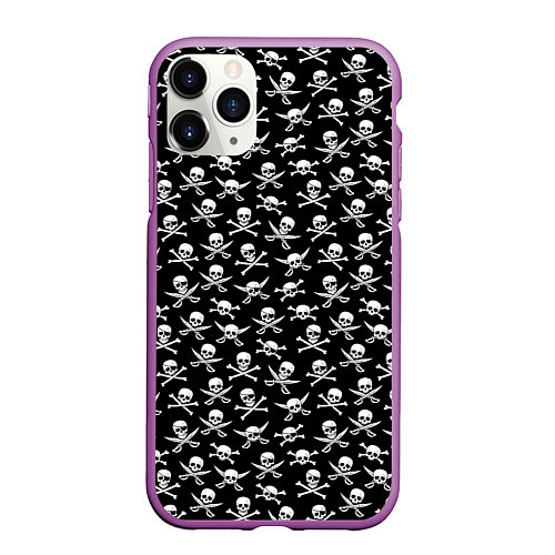 Чехол iPhone 11 Pro матовый Roger skull / 3D-Фиолетовый – фото 1