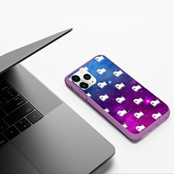 Чехол iPhone 11 Pro матовый UNDERTALE DOGS PATTERN SPACE, цвет: 3D-фиолетовый — фото 2