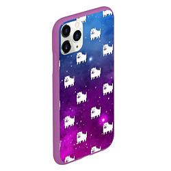 Чехол iPhone 11 Pro матовый UNDERTALE DOGS PATTERN SPACE, цвет: 3D-фиолетовый — фото 2