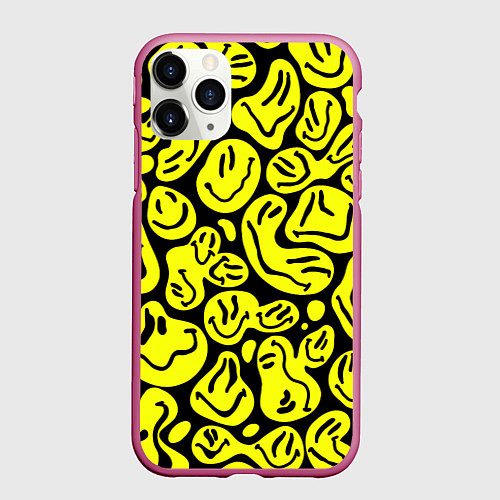 Чехол iPhone 11 Pro матовый The Смайлики / 3D-Малиновый – фото 1