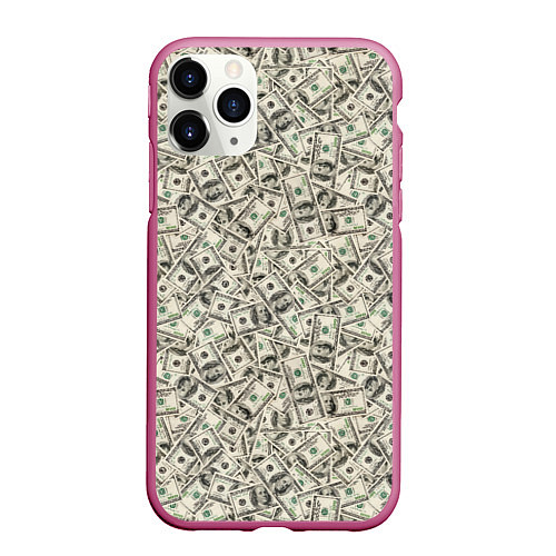 Чехол iPhone 11 Pro матовый Доллары Dollars / 3D-Малиновый – фото 1