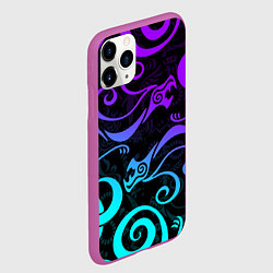 Чехол iPhone 11 Pro матовый НЕОНОВОЕ ТАТУ ДРАКЕНА УЗОР, цвет: 3D-фиолетовый — фото 2