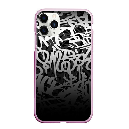 Чехол iPhone 11 Pro матовый GRAFFITI WHITE TAGS ГРАФФИТИ / 3D-Розовый – фото 1