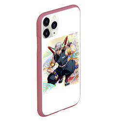Чехол iPhone 11 Pro матовый Тенген Tengen Uzui, цвет: 3D-малиновый — фото 2