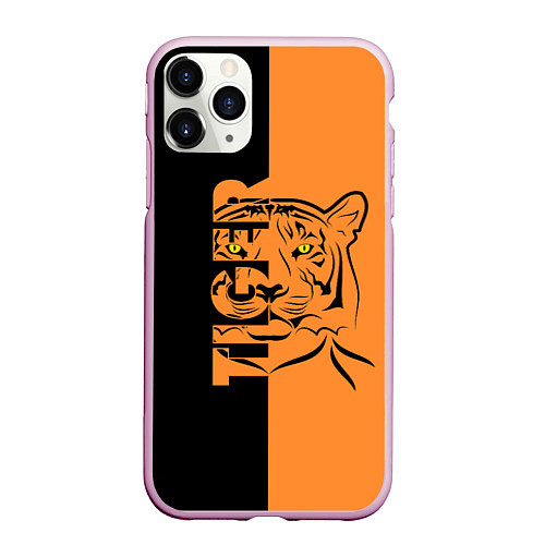 Чехол iPhone 11 Pro матовый Тигр - Tiger / 3D-Розовый – фото 1