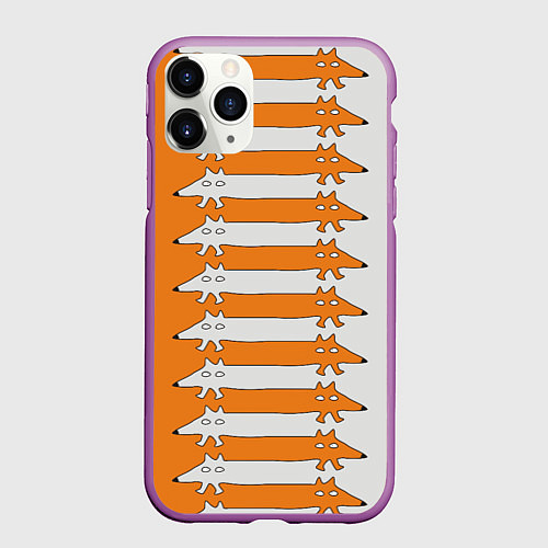 Чехол iPhone 11 Pro матовый Лисицы Foxes / 3D-Фиолетовый – фото 1