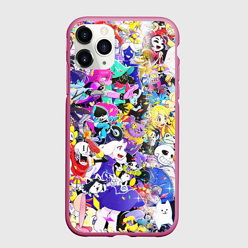 Чехол iPhone 11 Pro матовый UNDERTALE PATTERN HEROES, ВСЕ ГЕРОИ ИГРЫ / 3D-Малиновый – фото 1