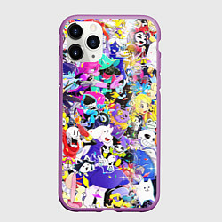 Чехол iPhone 11 Pro матовый UNDERTALE PATTERN HEROES, ВСЕ ГЕРОИ ИГРЫ, цвет: 3D-фиолетовый