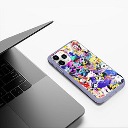 Чехол iPhone 11 Pro матовый UNDERTALE PATTERN HEROES, ВСЕ ГЕРОИ ИГРЫ, цвет: 3D-светло-сиреневый — фото 2