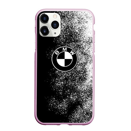 Чехол iPhone 11 Pro матовый BMW ЧБ Логотип / 3D-Розовый – фото 1