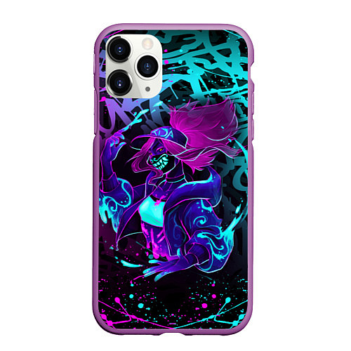 Чехол iPhone 11 Pro матовый KDA NEON GRAFFITI LEAGUE OF LEGENDS / 3D-Фиолетовый – фото 1