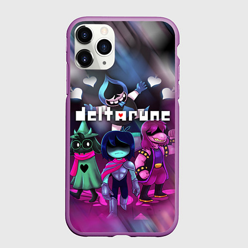 Чехол iPhone 11 Pro матовый DELTARUNE ГЕРОИ В БОЙ! / 3D-Фиолетовый – фото 1