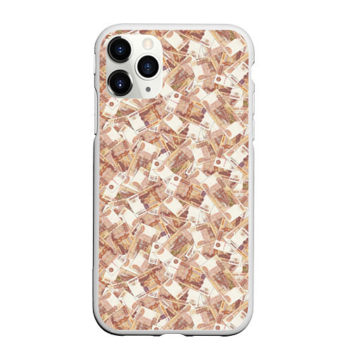 Чехол iPhone 11 Pro матовый Купюры 5000 Рублей деньги / 3D-Белый – фото 1